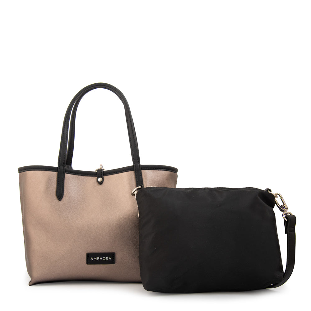 Cartera tote bote reversible moira mediana negro