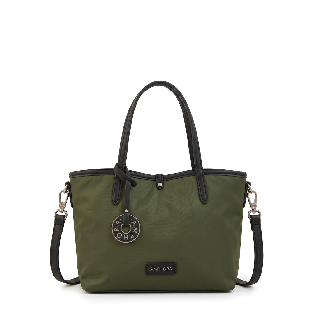 Cartera tote bote reversible moira mediana verde oliva