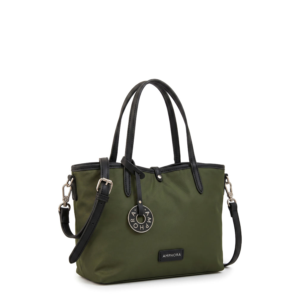 Cartera tote bote reversible moira mediana verde oliva