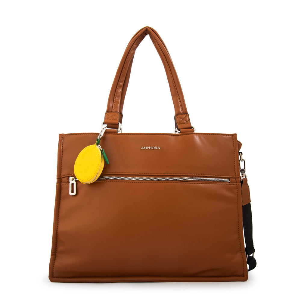 Cartera tote porta notebook lima café
