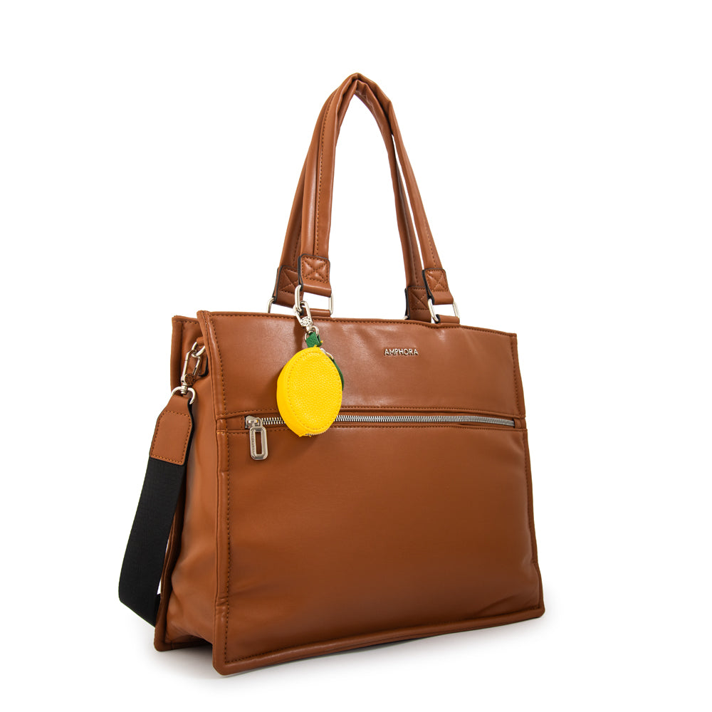 Cartera tote porta notebook lima café