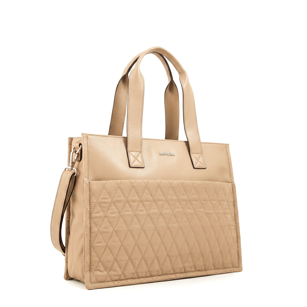 Cartera tote porta notebook durian beige