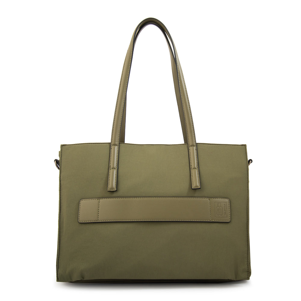 Cartera tote porta notebook ignacia verde oliva