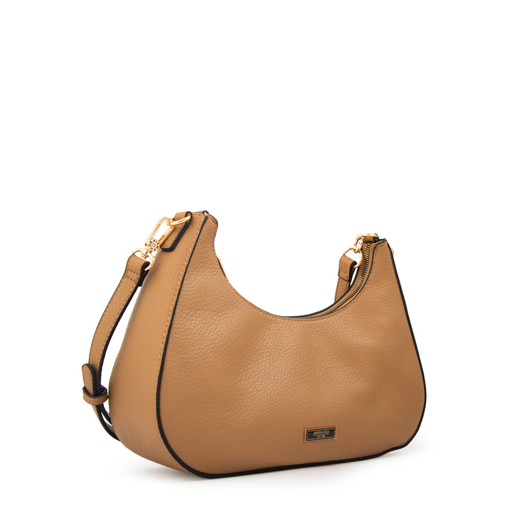 Cartera corte oval angela beige oscuro