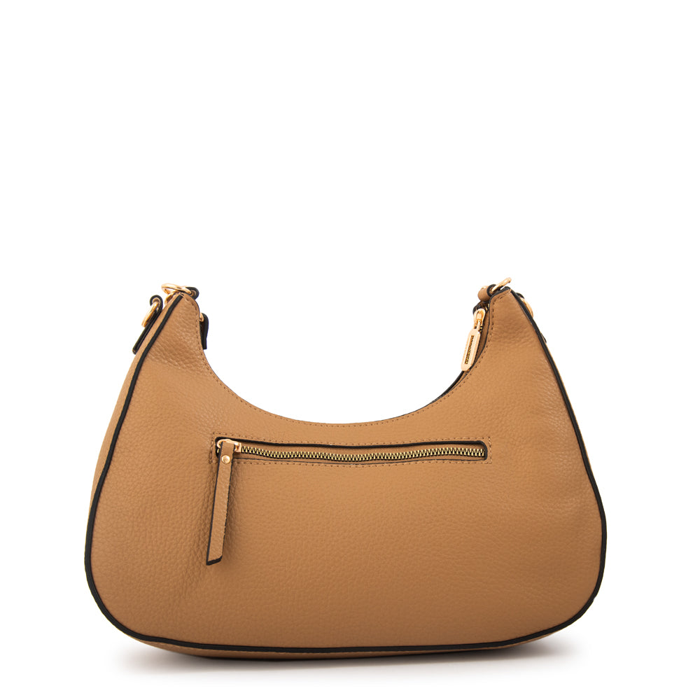 Cartera corte oval angela beige oscuro