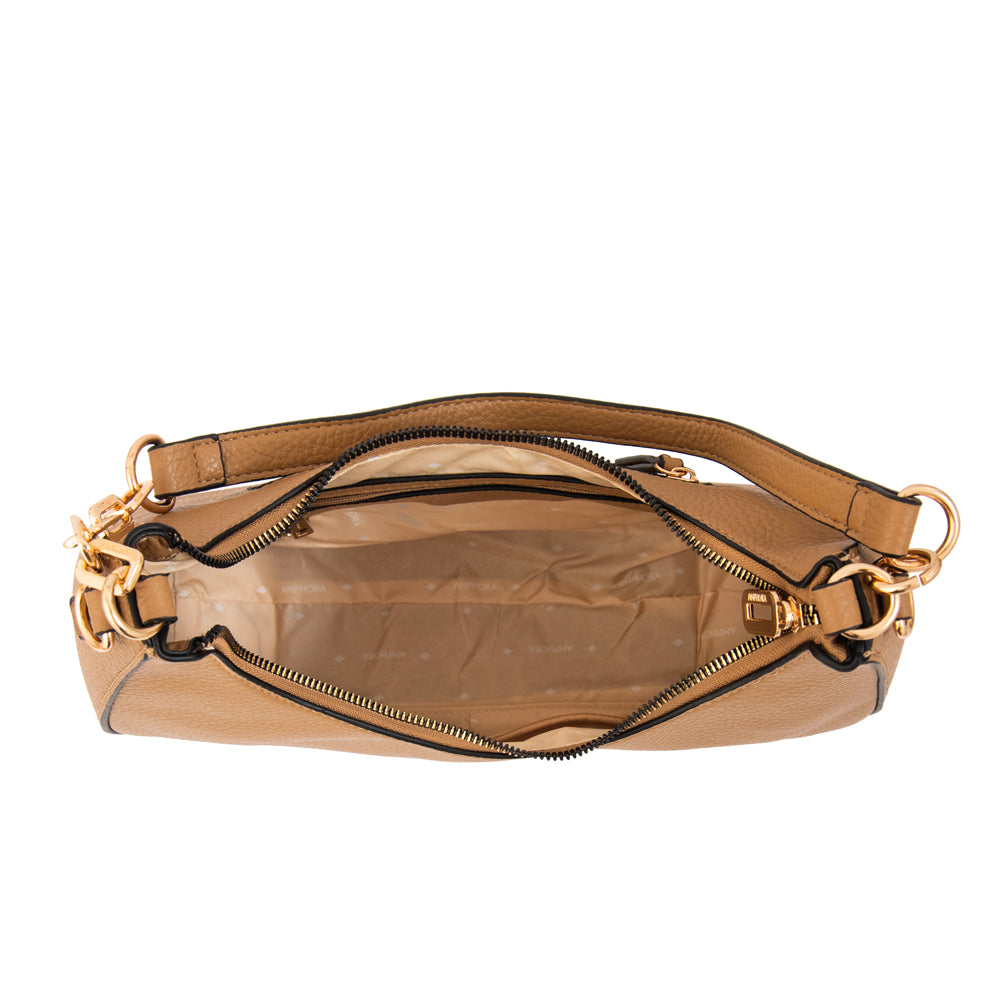 Cartera corte oval angela beige oscuro