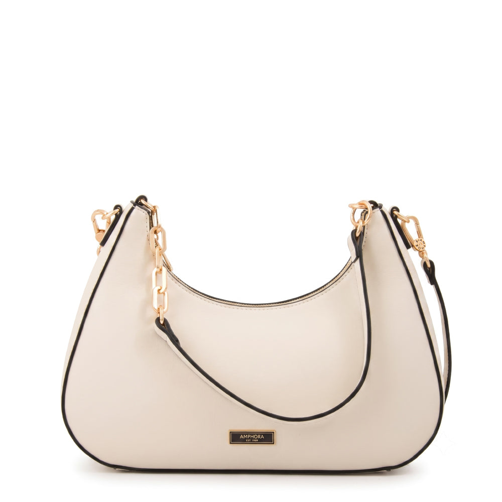 Cartera corte oval angela blanco crudo