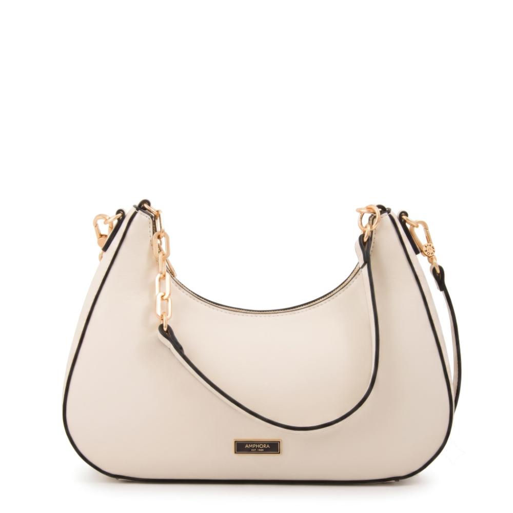 Cartera corte oval angela blanco crudo