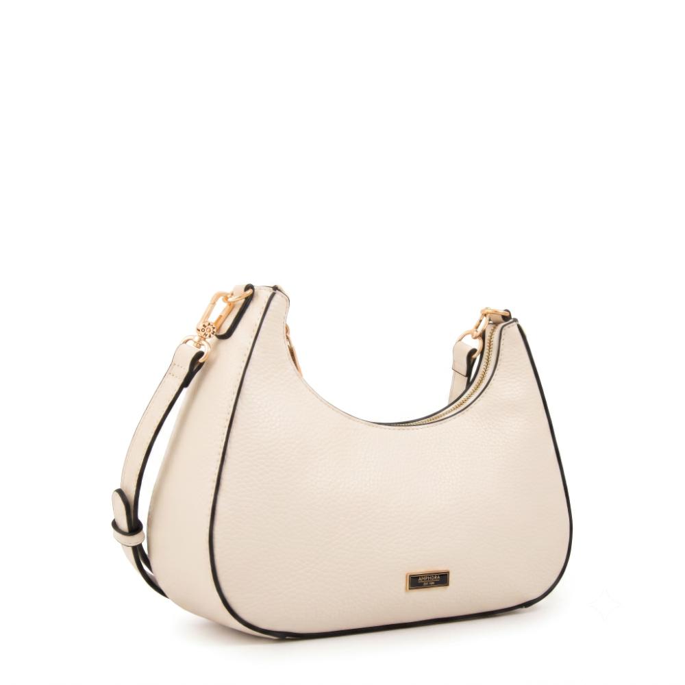 Cartera corte oval angela blanco crudo