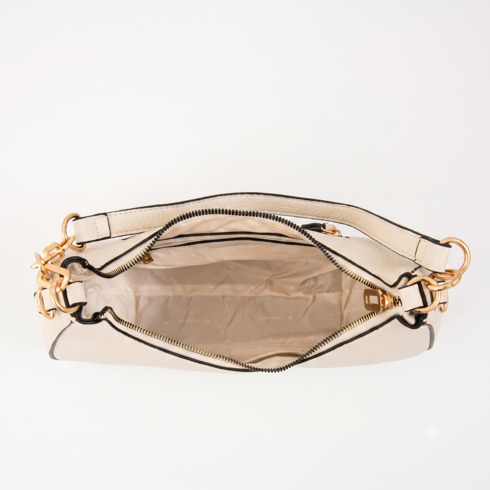Cartera corte oval angela blanco crudo