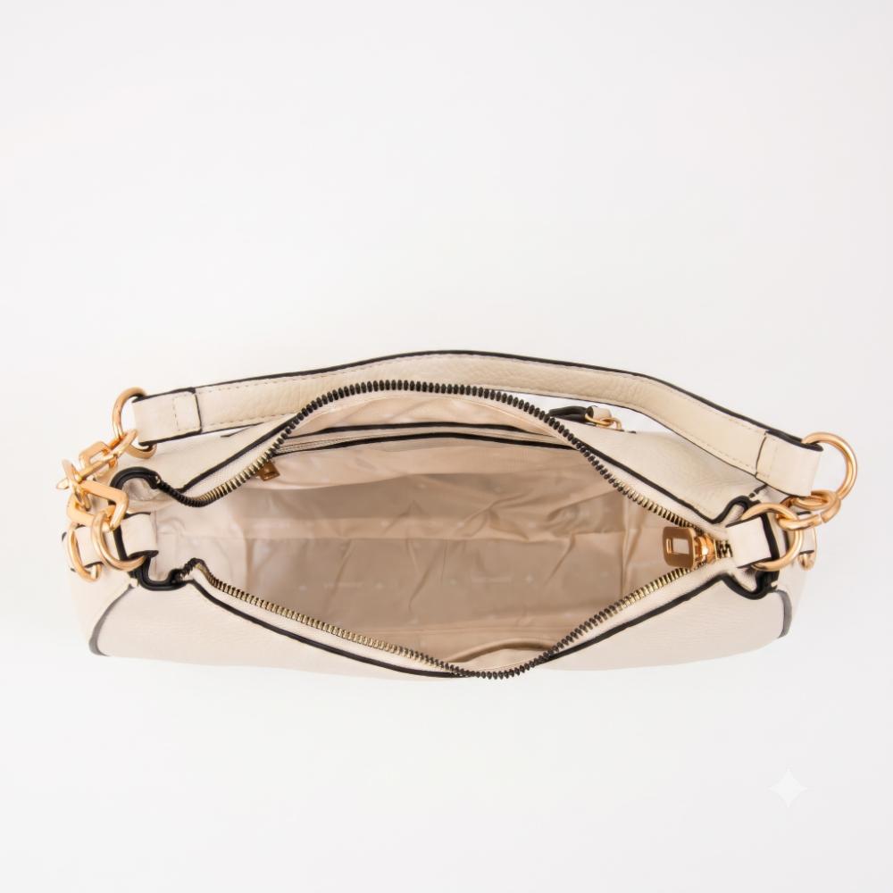 Cartera corte oval angela blanco crudo