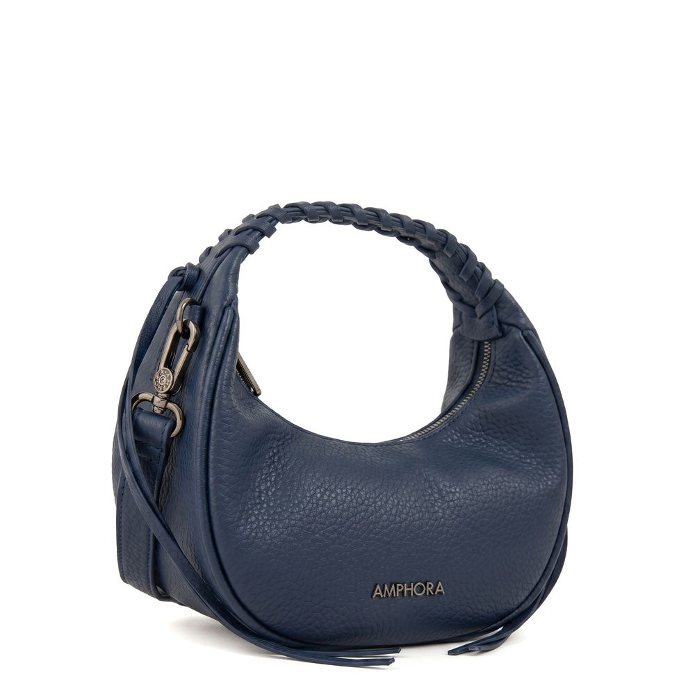 Cartera corte oval musa pequeña azul oscuro