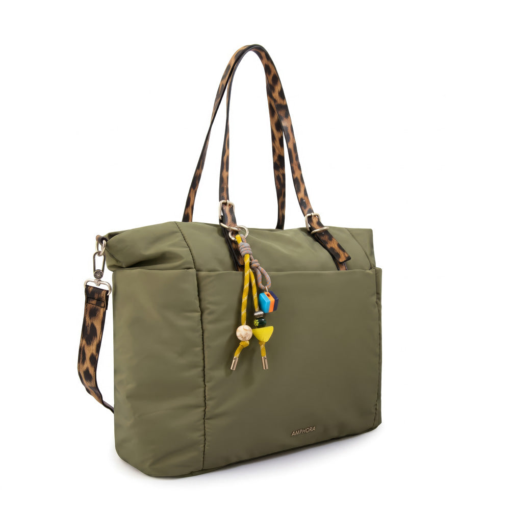 Cartera tote porta notebook lily verde oliva