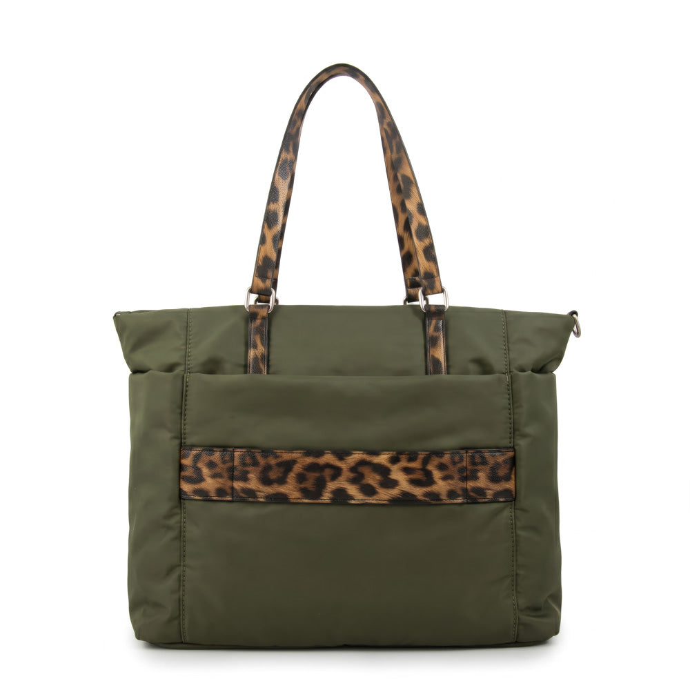 Cartera tote porta notebook lily verde oliva