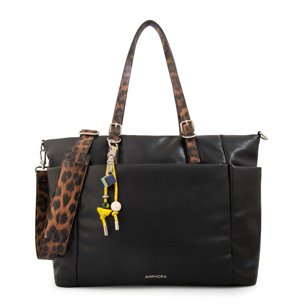 Cartera tote porta notebook lily negro