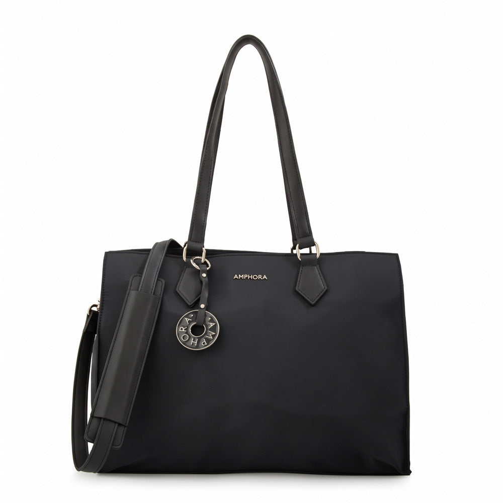 Cartera tote porta notebook nila negro