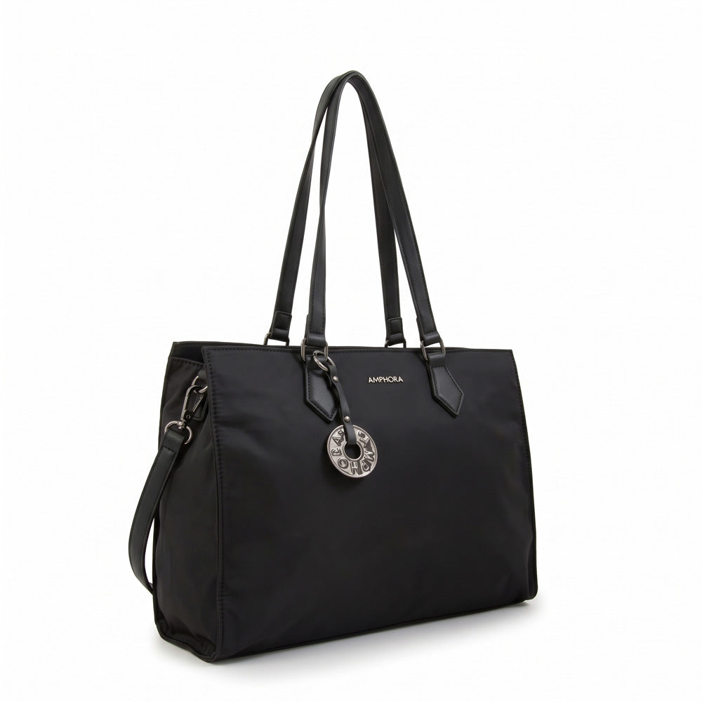 Cartera tote porta notebook nila negro