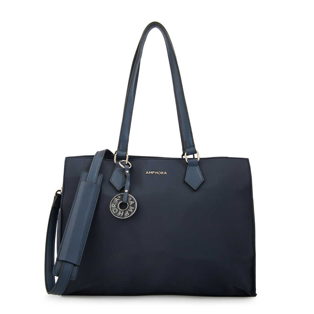 Cartera tote porta notebook nila azul oscuro
