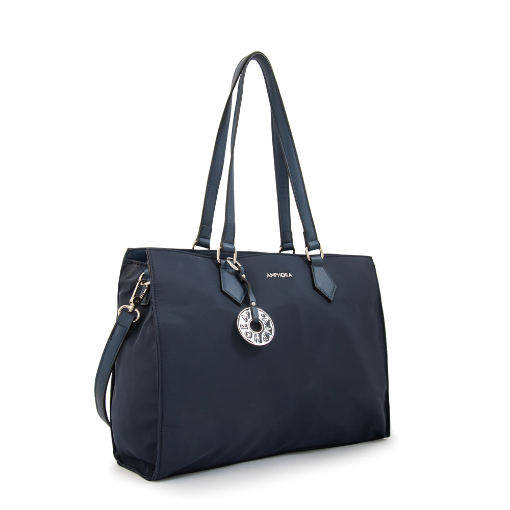 Cartera tote porta notebook nila azul oscuro
