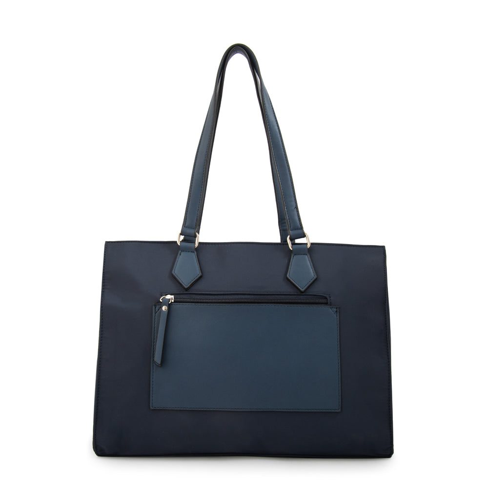 Cartera tote porta notebook nila azul oscuro