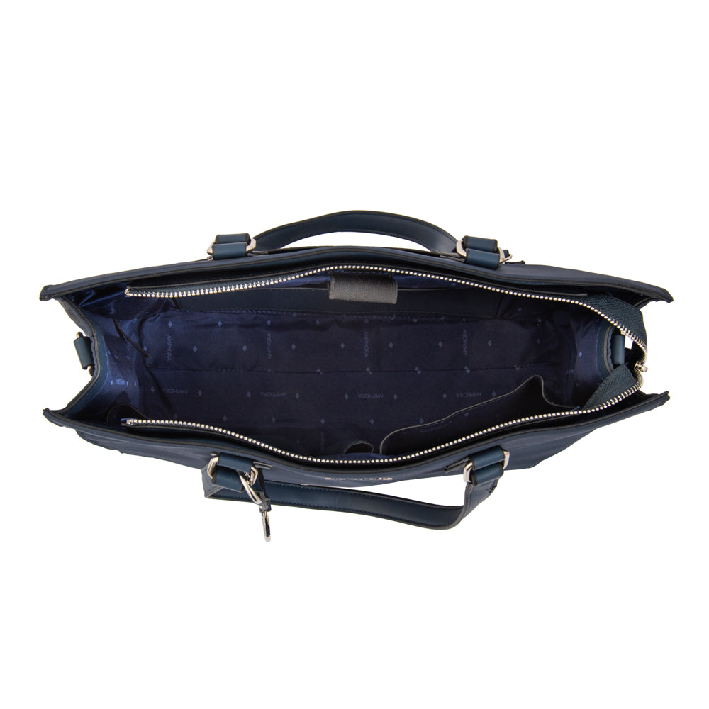 Cartera tote porta notebook nila azul oscuro