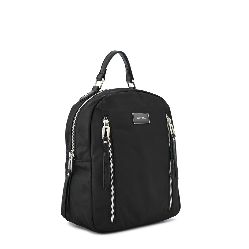 Mochila mediana quitria negro texturizado