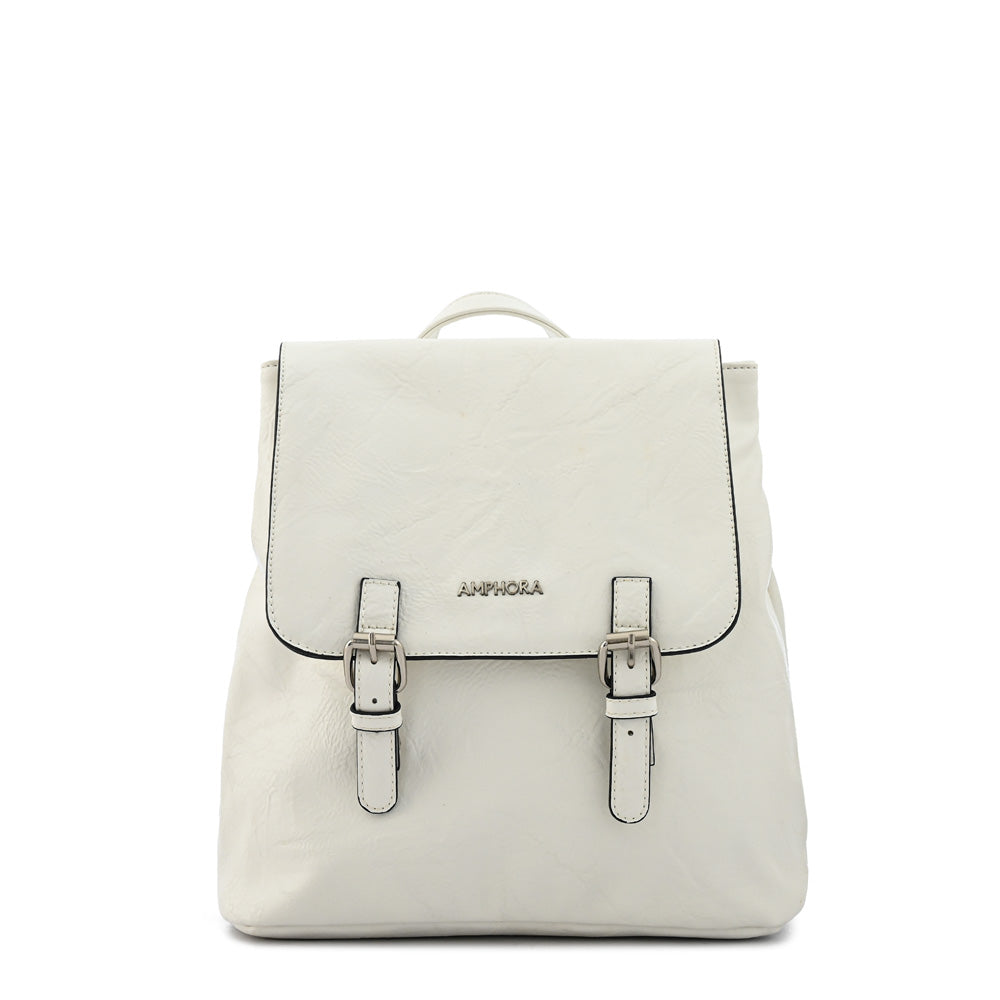Mochila con tapa aimar mediana blanco