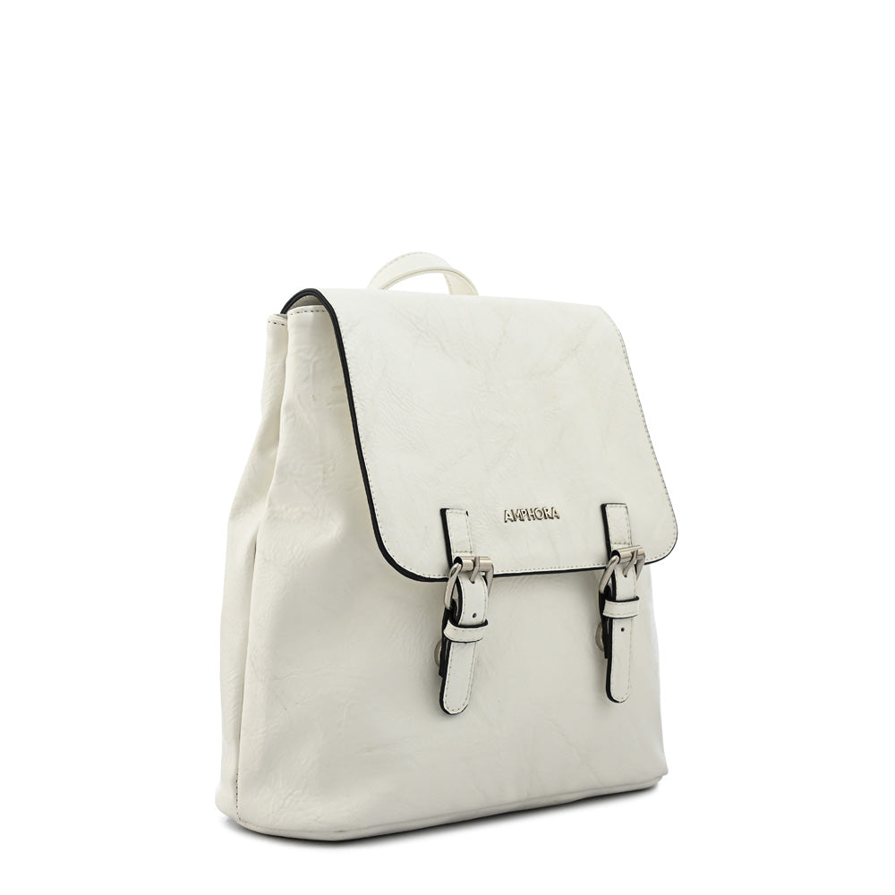 Mochila con tapa aimar mediana blanco