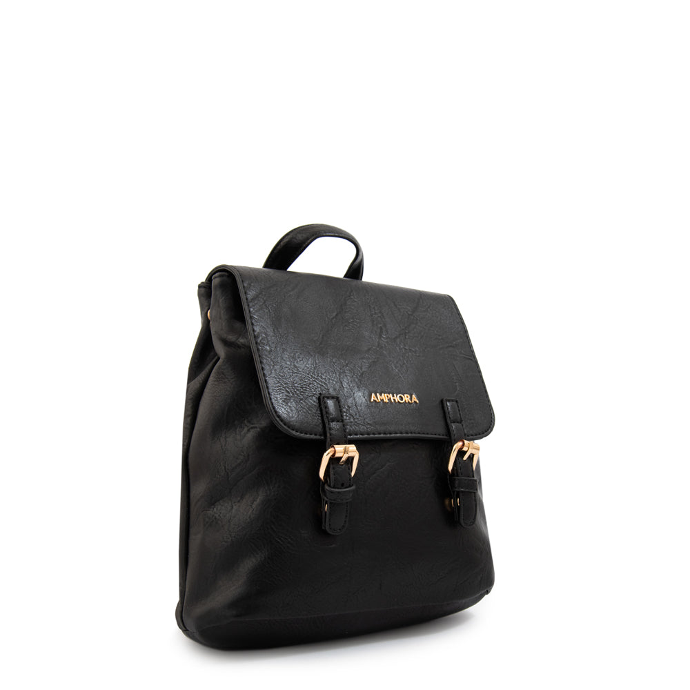 Mini Mochila con tapa aimar mediana negro