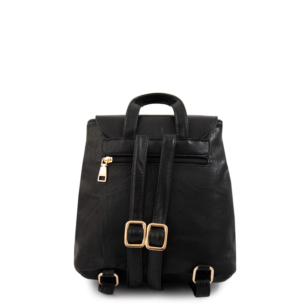 Mini Mochila con tapa aimar mediana negro