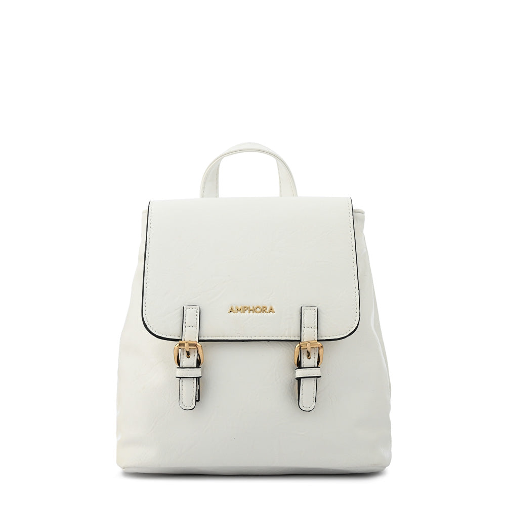 Mini Mochila con tapa aimar mediana blanco