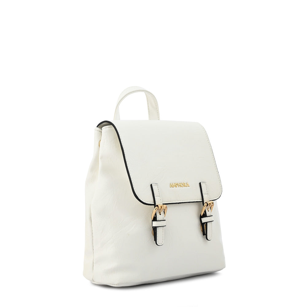 Mini Mochila con tapa aimar mediana blanco