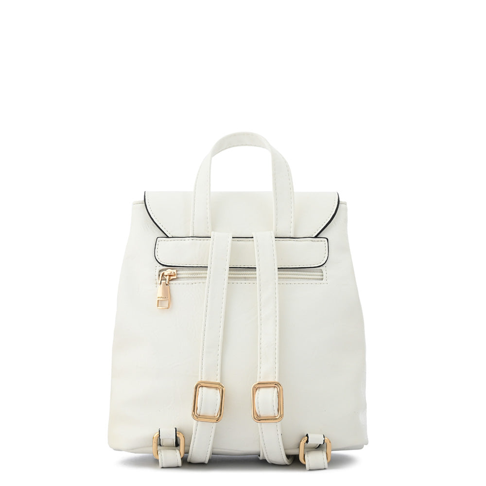Mini Mochila con tapa aimar mediana blanco