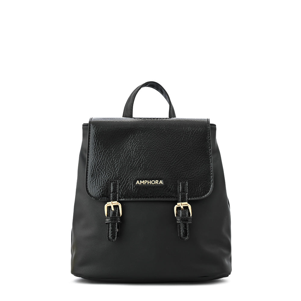 Mini Mochila con tapa aimar mediana negro especial