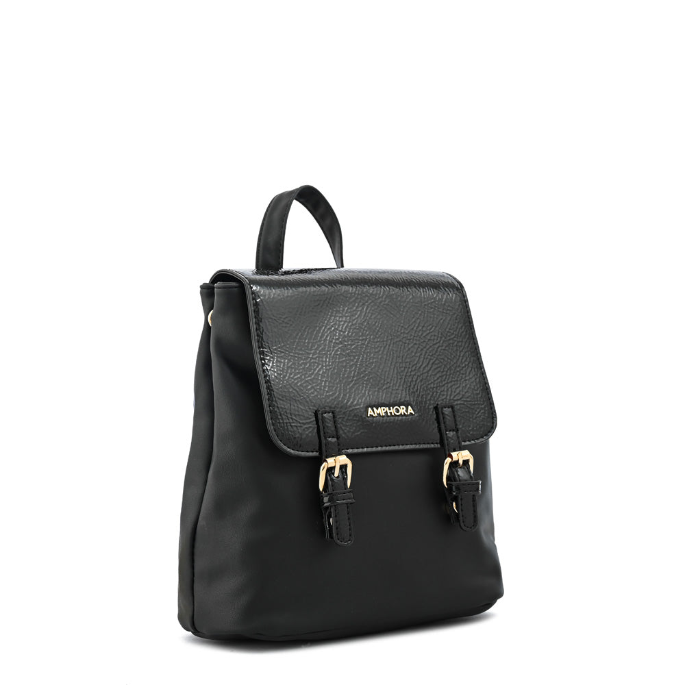 Mini Mochila con tapa aimar mediana negro especial