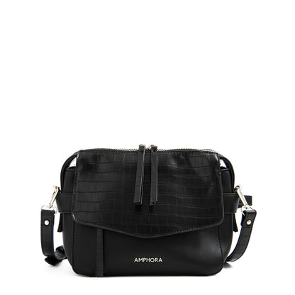 Cartera bandolera mediana celeci negro texturizado