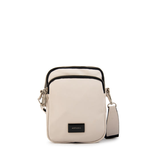 Cartera bandolera pequeña hibra blanco crudo