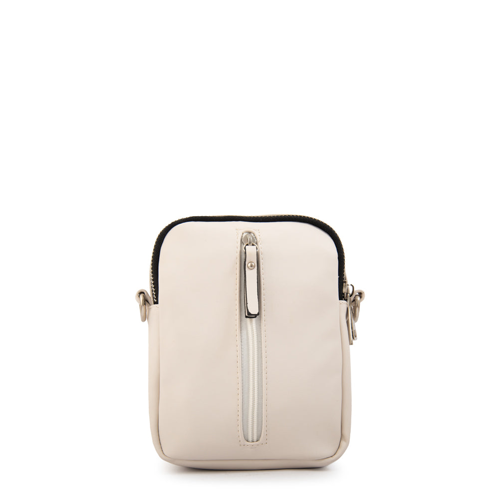 Cartera bandolera pequeña hibra blanco crudo