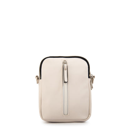Cartera bandolera pequeña hibra blanco crudo