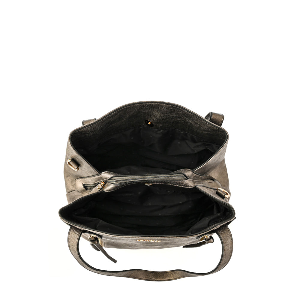 Cartera Dos Asas Tres divisiones Clou Plateado Oscuro