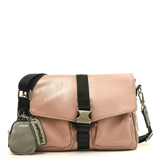 amphora noa cartera bandolera con tapa mediana rosa viejo