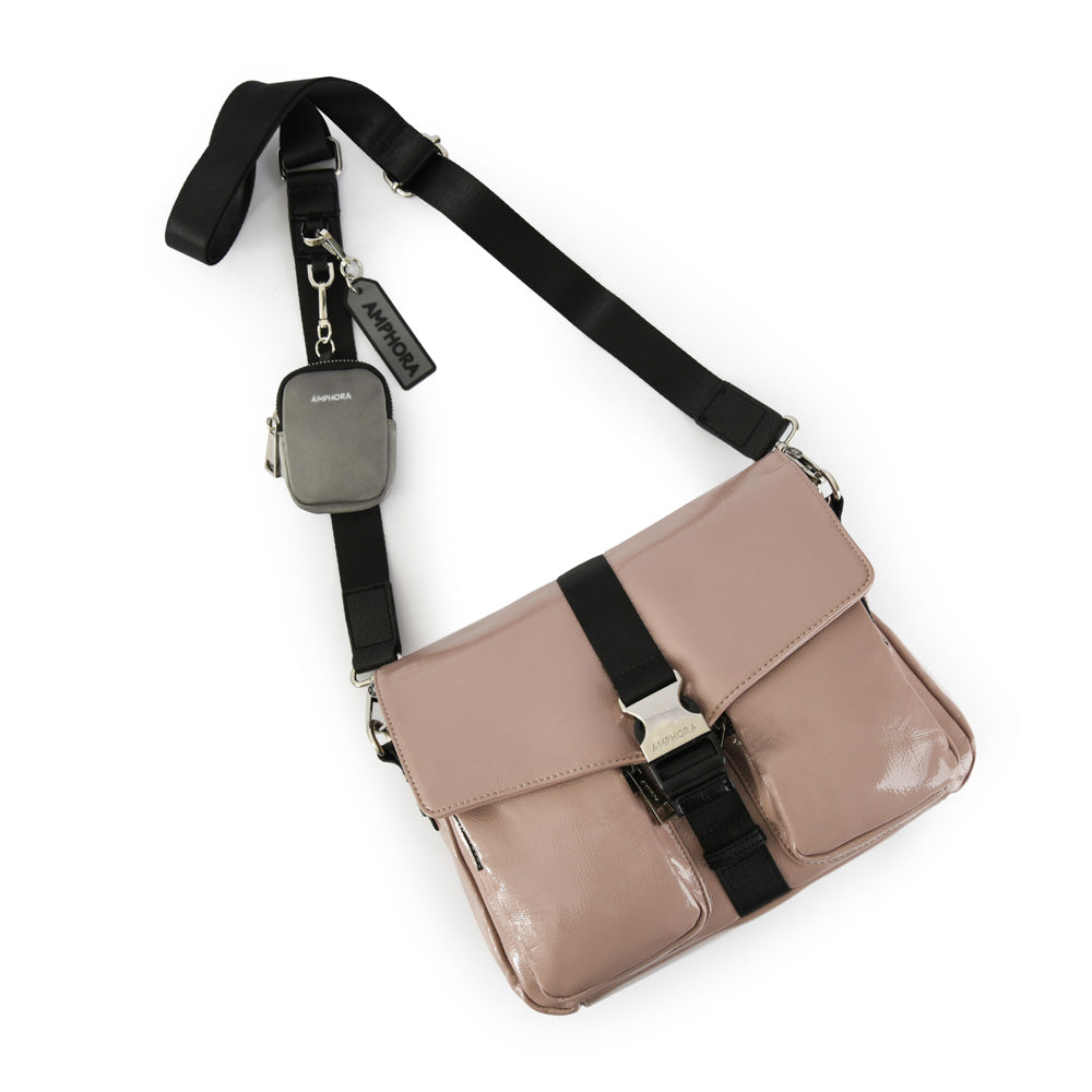 Cartera bandolera con tapa noa mediana rosa viejo