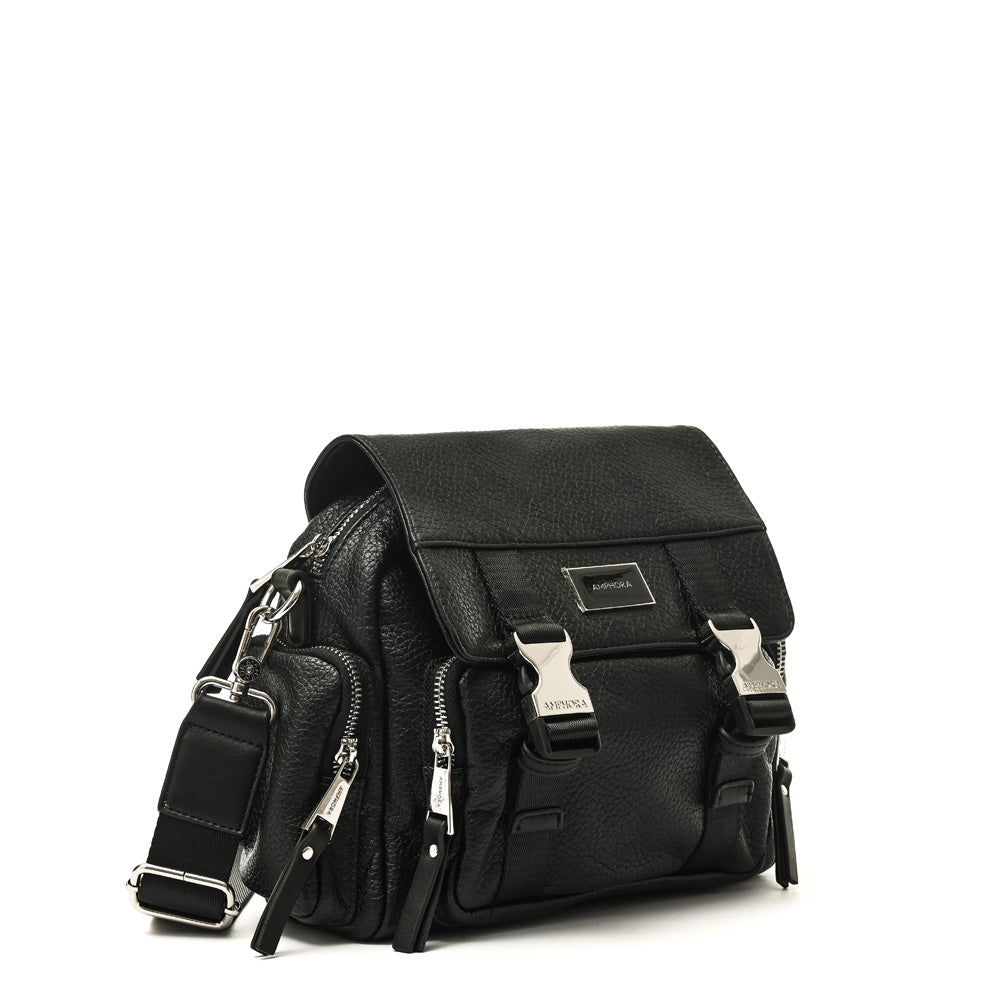 amphora dita cartera bandolera con tapa mediana negro