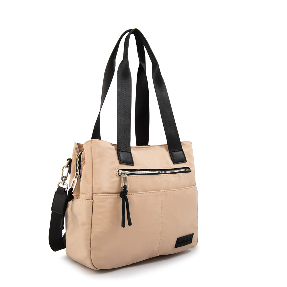 Cartera tote tres divisiones adelina mediana beige