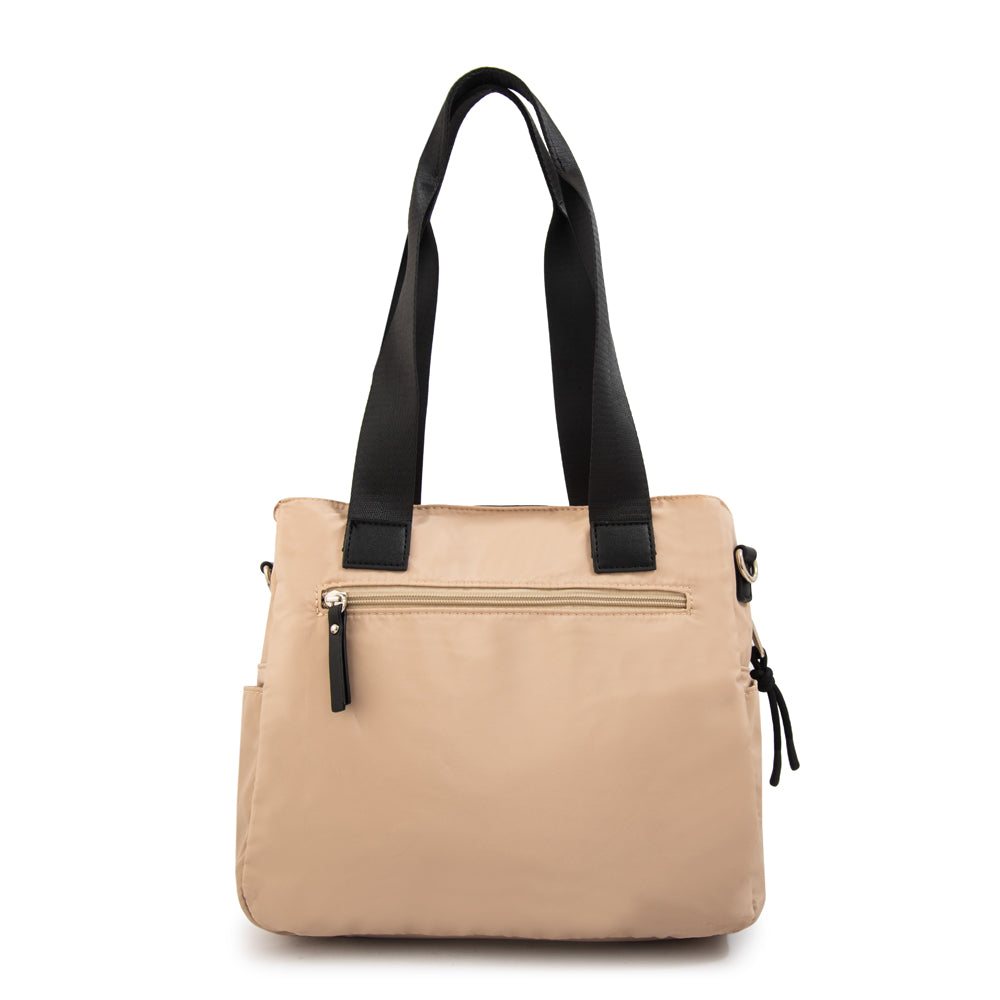 Cartera tote tres divisiones adelina mediana beige