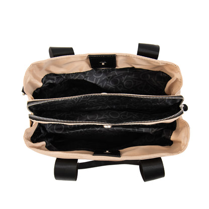 Cartera tote tres divisiones adelina mediana beige