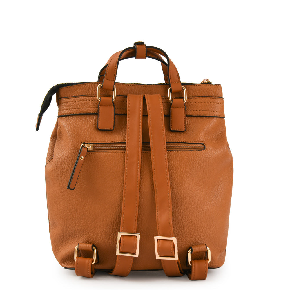 Mochila con tapa mediana astrid café
