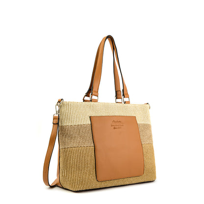 Cartera Dos Asas Grande Belara Beige Oscuro