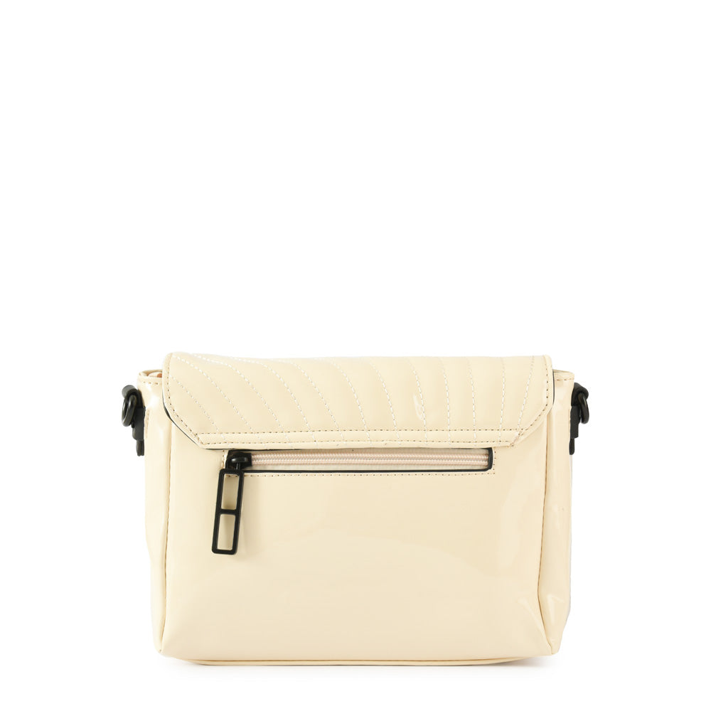 Cartera bandolera con tapa araki mediana blanco crudo