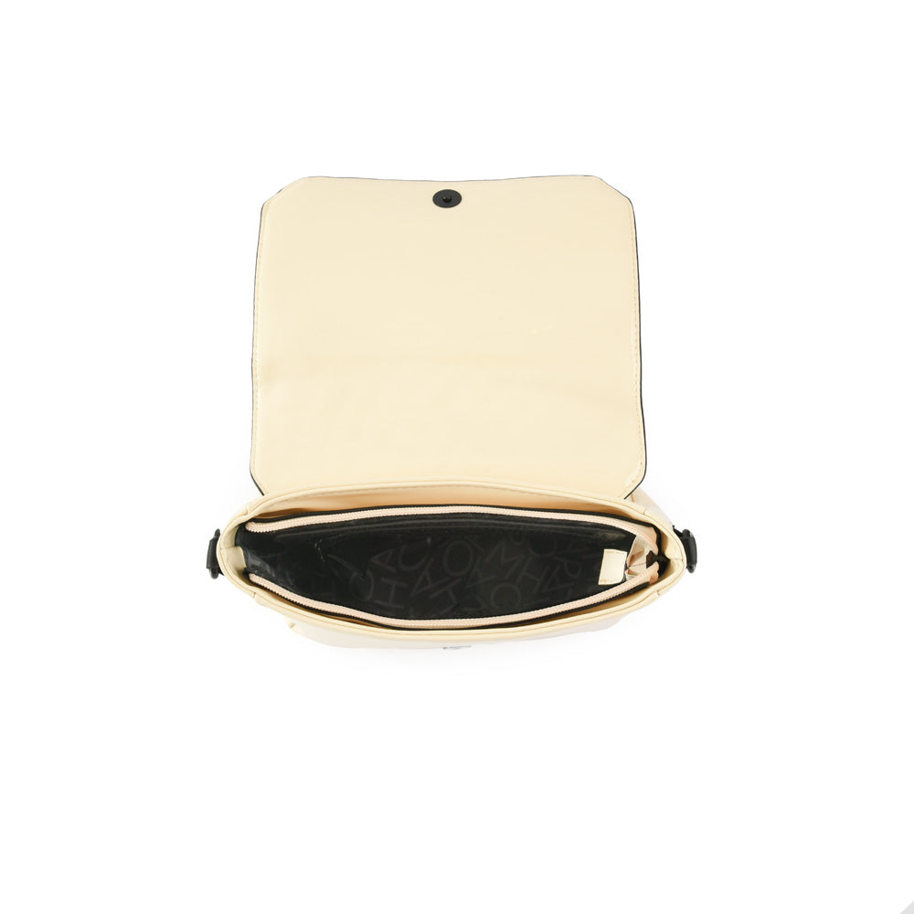 Cartera bandolera con tapa araki mediana blanco crudo
